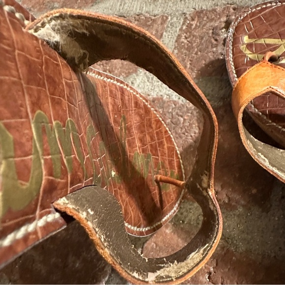 Women's Sam Edelman Orange & Brown Romy Leather Wedge Cork Heel Sandals size 11 - Picture 15 of 16